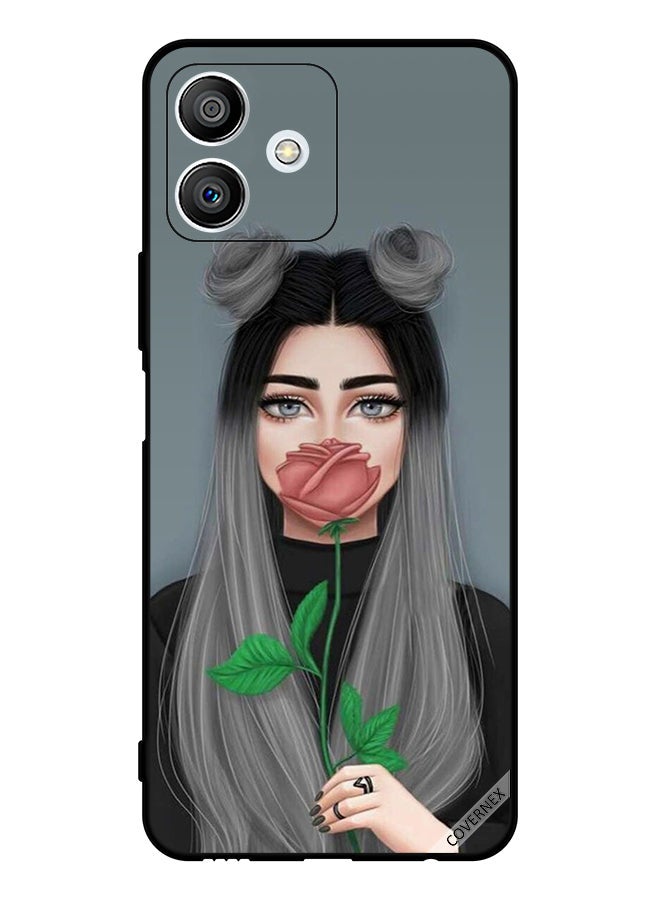 Covernex Protective Case Cover For Honor Play6T Pro Cute Girl Hide Mouth On Rose - Image 1