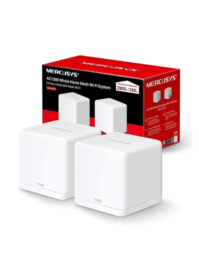 MERCUSYS Halo H30G AC1300 Whole Home Mesh Wi-Fi System WHITE - Image 1