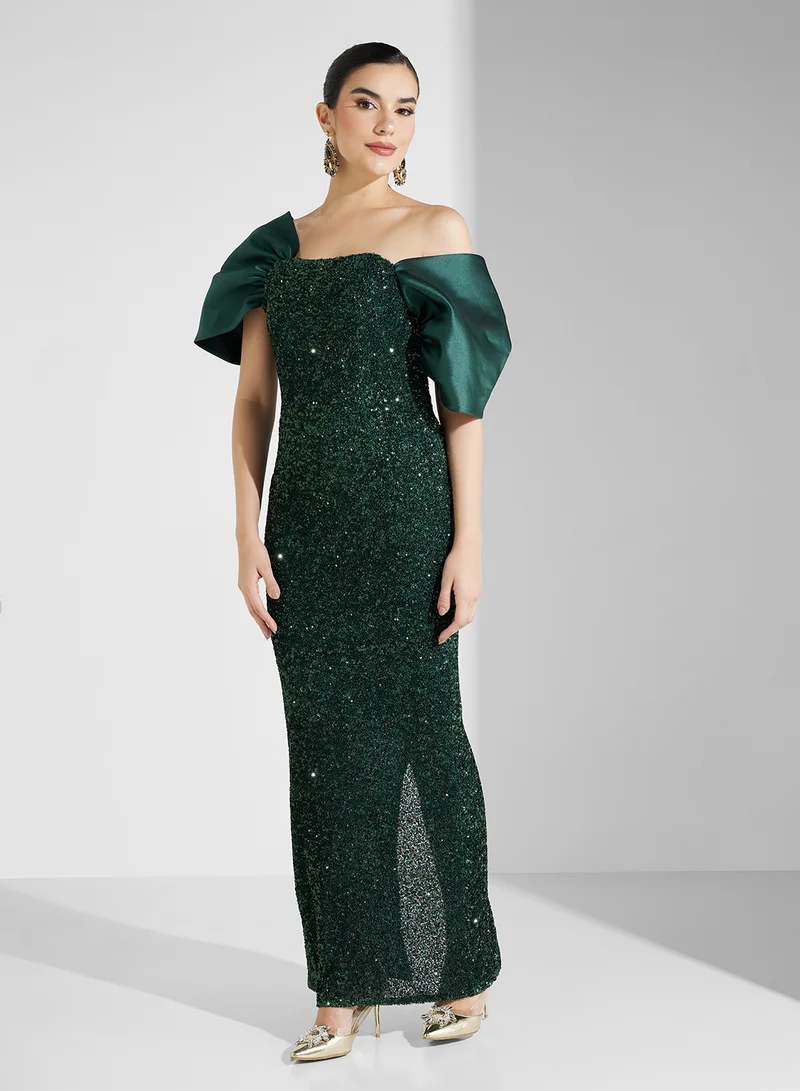 Namshi x Sequin One-Shoulder Dress