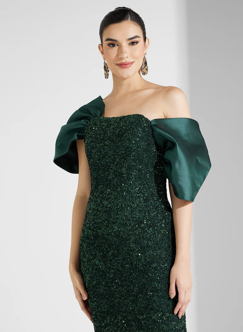 Namshi x Sequin One-Shoulder Dress