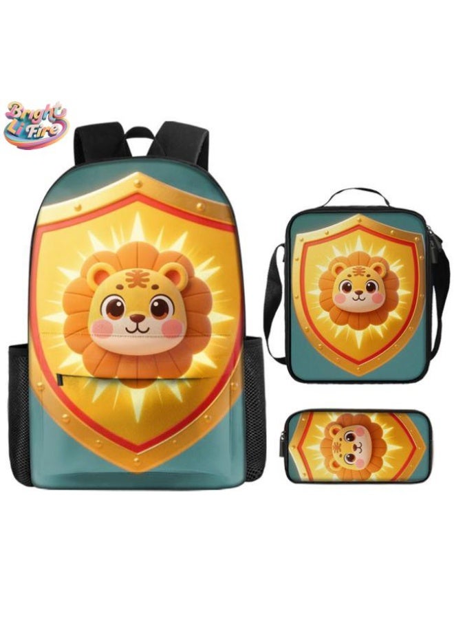 Bright Li Fire Unlock the new fashion of childish fun! Three-piece set of bags, cartoon elements for children and teenagers (students, children, friends' outings, mountain climbing, schooling, etc. can be used) - 28 - Image 1