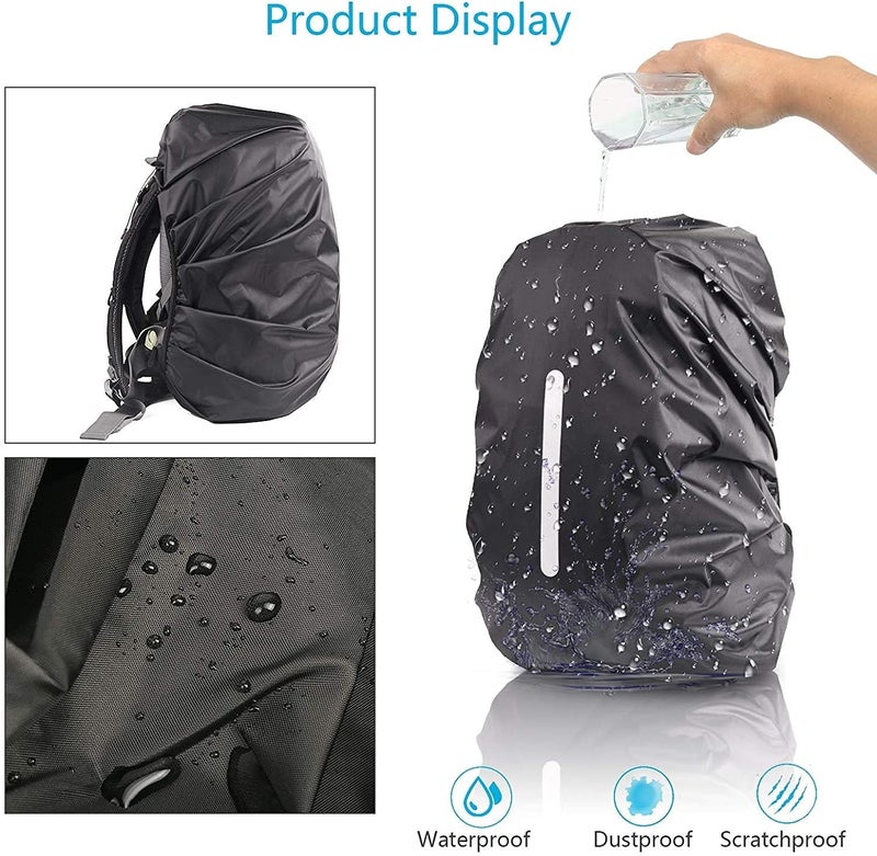 GUKOY Waterproof Backpack Rain Cover with Reflective Strap (8-70L), 2 Adjustable Anti Slip Cross Buckle Strap, Rainproof Snowproof, Black S (for 18-25L Backpack) - Image 2