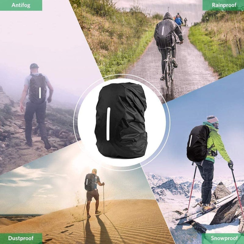 GUKOY Waterproof Backpack Rain Cover with Reflective Strap (8-70L), 2 Adjustable Anti Slip Cross Buckle Strap, Rainproof Snowproof, Black S (for 18-25L Backpack) - Image 5