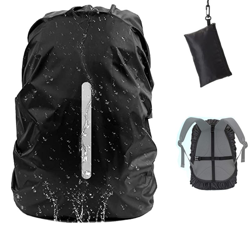GUKOY Waterproof Backpack Rain Cover with Reflective Strap (8-70L), 2 Adjustable Anti Slip Cross Buckle Strap, Rainproof Snowproof, Black S (for 18-25L Backpack) - Image 1