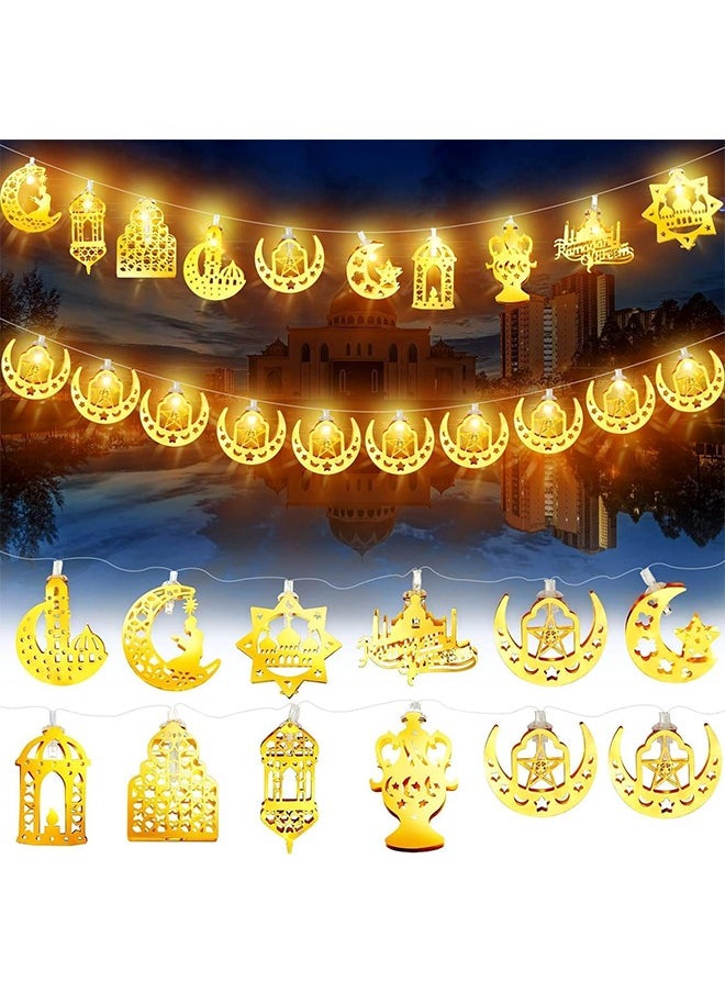 Yoawllty Ramadan Lights, Ramadan Decorations for Home, 2 PCS 6.56Ft LED Ramadan Star Moon Lights with Battery Case Twinkle(5 Stars and 5 Moons Castle Shaped)  - Image 3