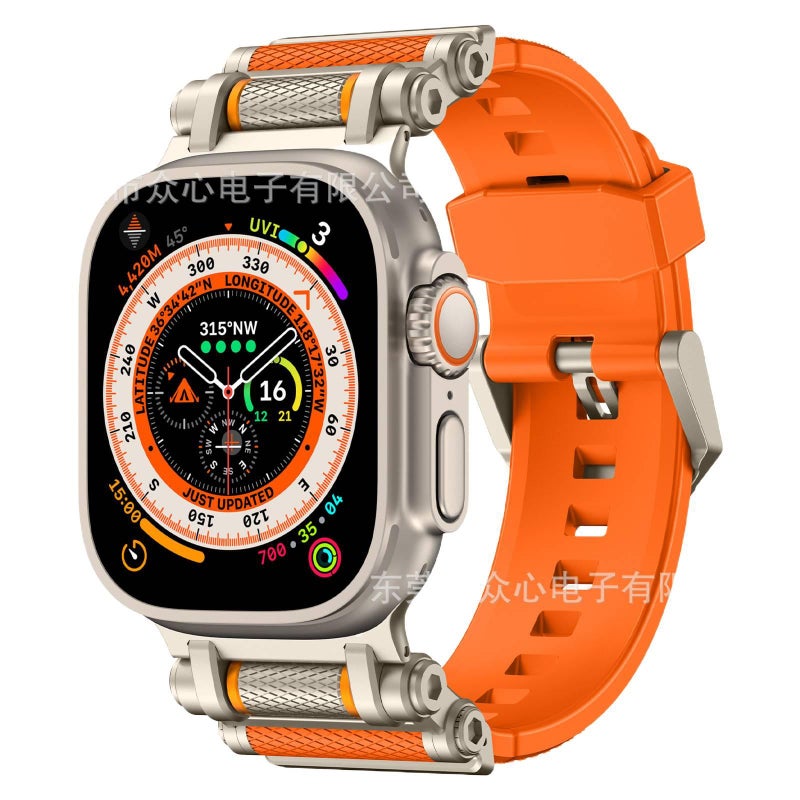 سوار ساعة ذكية سوار رياضي من السيليكون متوافق باللون أخضر قابل للتعديل مع Apple Watch 42/44/45/49mm بملاءمة قابلة للتعديل وحزام بديل - Image 4