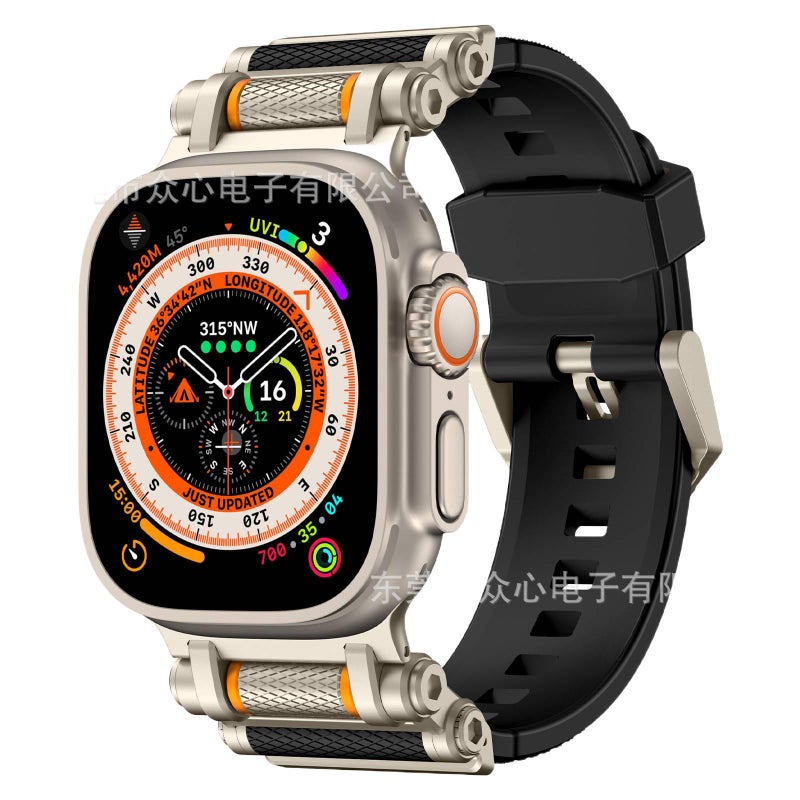 سوار ساعة ذكية سوار رياضي من السيليكون متوافق باللون أخضر قابل للتعديل مع Apple Watch 42/44/45/49mm بملاءمة قابلة للتعديل وحزام بديل - Image 3