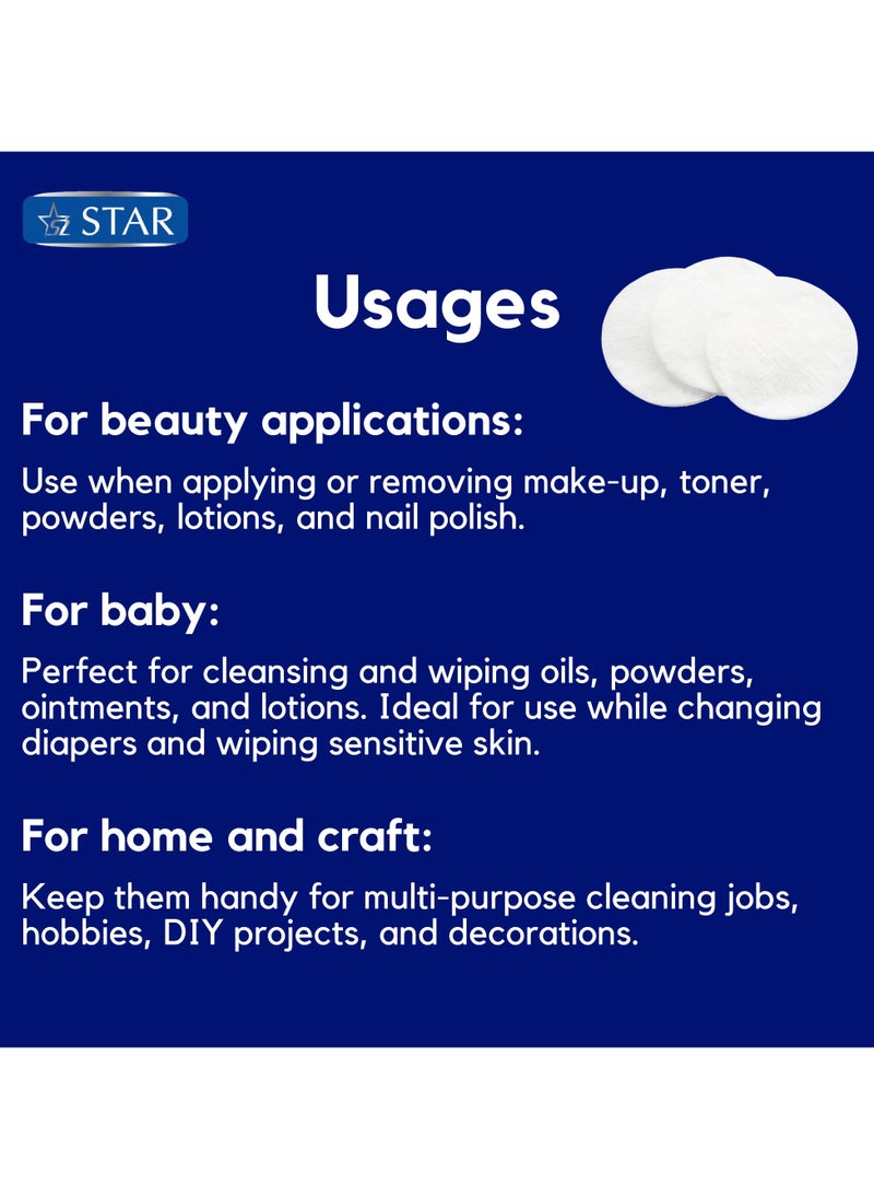 360 Pads - Pure Cotton Makeup Pads (120 pads x 3 pack) 100% pure Cotton) - SZ Star