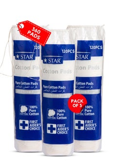 Star 360 Pads - Pure Cotton Makeup Pads (120 pads x 3 pack) 100% pure Cotton) - SZ Star  - Image 1
