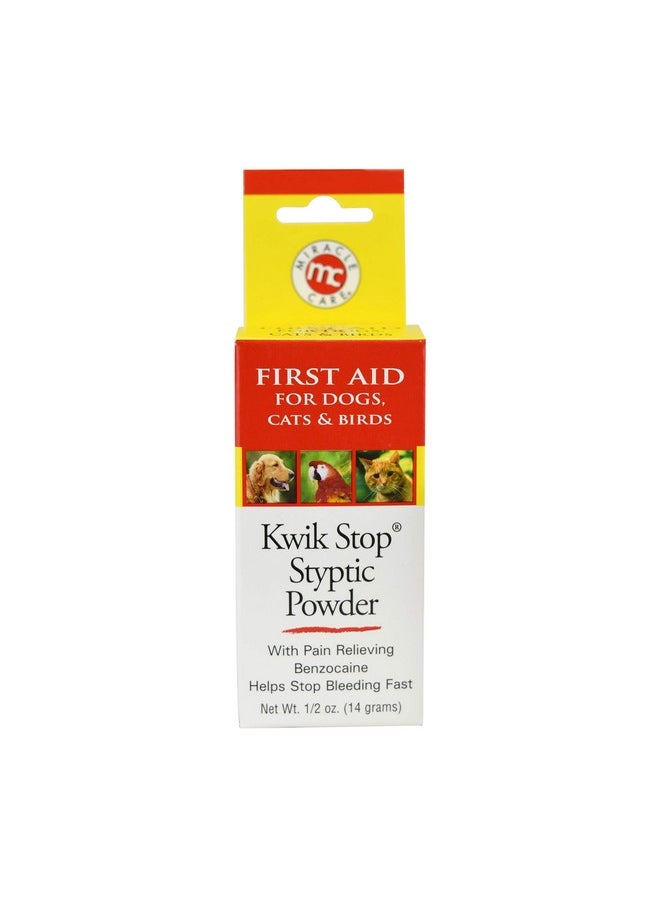 MIRACLE CARE - Kwik Stop Styptic Powder For Dogs, Cats, And Birds, FastActing Blood Stop Powder For Pets, Quick Stop Bleeding Powder For Dog Nail Clipping And Minor Cuts, 0.5 Oz. - Image 1