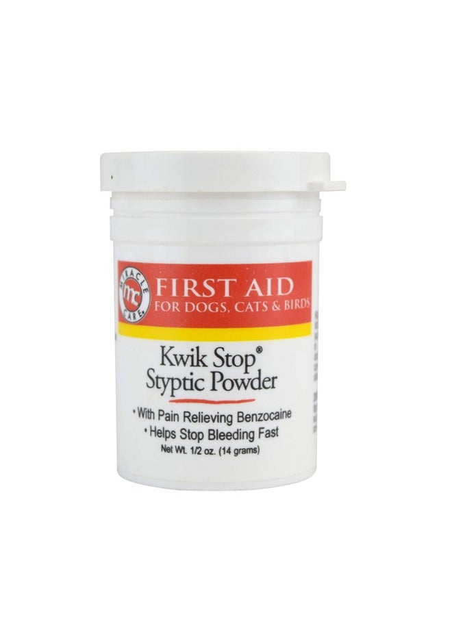 MIRACLE CARE - Kwik Stop Styptic Powder For Dogs, Cats, And Birds, FastActing Blood Stop Powder For Pets, Quick Stop Bleeding Powder For Dog Nail Clipping And Minor Cuts, 0.5 Oz. - Image 1