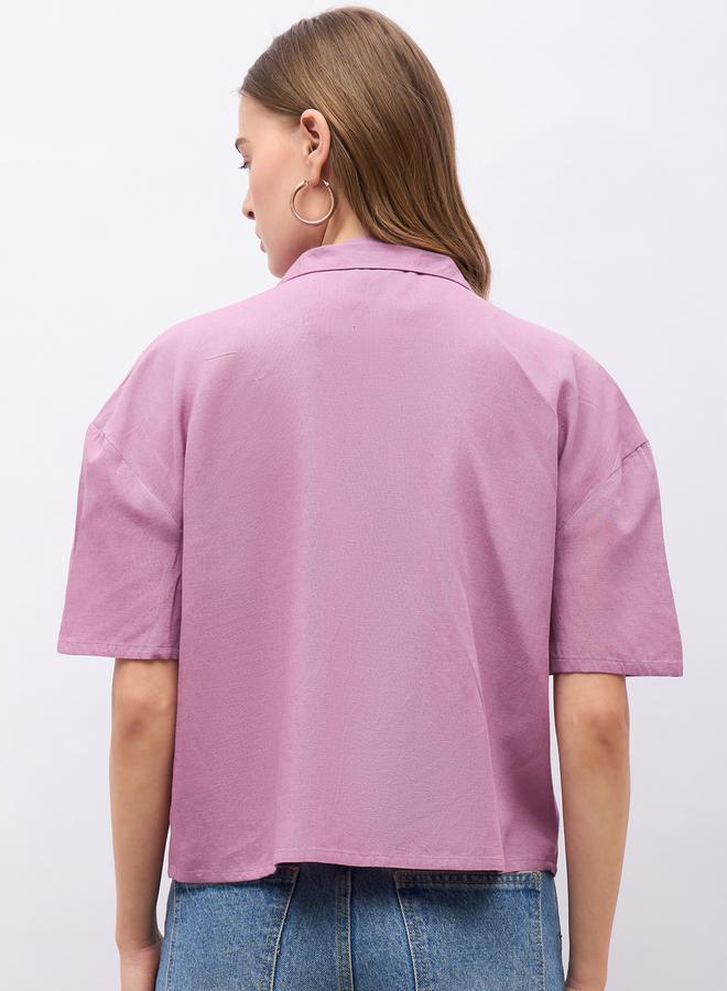 Styli Notch Collar Buttoned Regular Fit Shirt  - Image 5