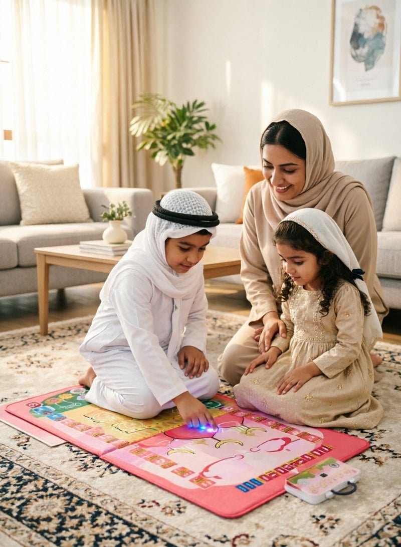 Zisheng Kids Prayer Mat with Music & Compass – Ramadan Gift for Children 110x70 cm (Pink) - Image 5