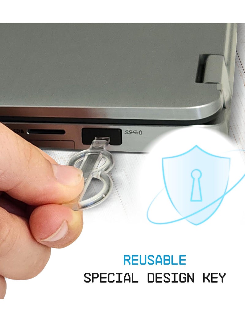 USB A Port Blockers 10-Pack Secure and Dust Resistant USB Port Caps USB A Dust Cap Female Port Protector with 1 Key and 10 USB Lock for PC Laptop and Notebook Data Protection Black  - Image 4