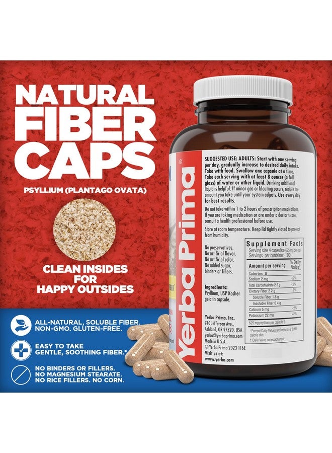 يربا بريما كبسولات يربا بريما من قشور السيليوم، 625 ملغ، 400 كبسولة - ألياف طبيعية للرجال والنساء - مكمل غذائي لدعم انتظام حركة الأمعاء - Image 2