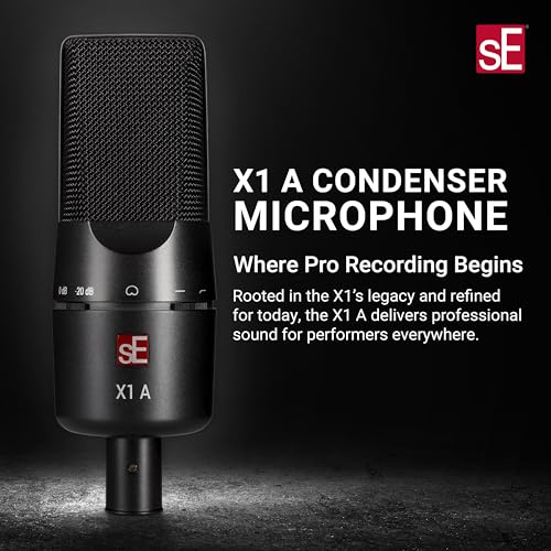 SE ELECTRONICS X1 A Professional Large-Diaphragm Condenser Microphone for Recording Vocals & All Instruments, with -20dB Pad and 100Hz Highpass Filter - Black - Image 2
