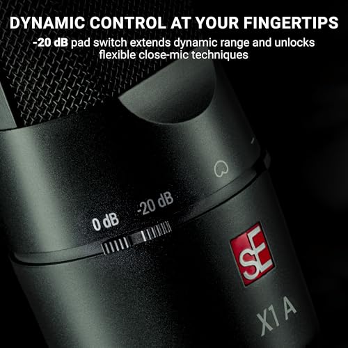 SE ELECTRONICS X1 A Professional Large-Diaphragm Condenser Microphone for Recording Vocals & All Instruments, with -20dB Pad and 100Hz Highpass Filter - Black - Image 5