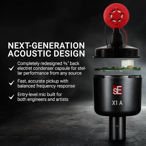 SE ELECTRONICS X1 A Professional Large-Diaphragm Condenser Microphone for Recording Vocals & All Instruments, with -20dB Pad and 100Hz Highpass Filter - Black - Image 3