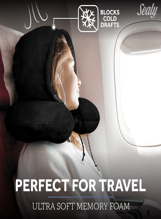 Sealy SL11031 Hoodie Travel Pillow with Soft Memory Foam, Sun/Light Blocker, Privacy & Comfort, Contoured Support, Ultimate Relaxation for Flights, Road Trips, or Your Home, Black - Image 2