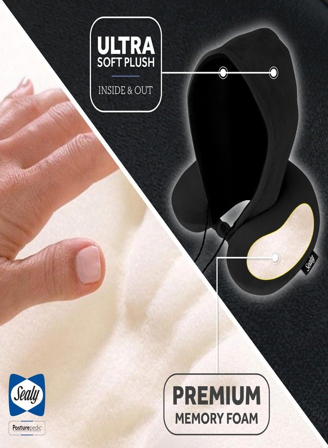 Sealy SL11031 Hoodie Travel Pillow with Soft Memory Foam, Sun/Light Blocker, Privacy & Comfort, Contoured Support, Ultimate Relaxation for Flights, Road Trips, or Your Home, Black - Image 3