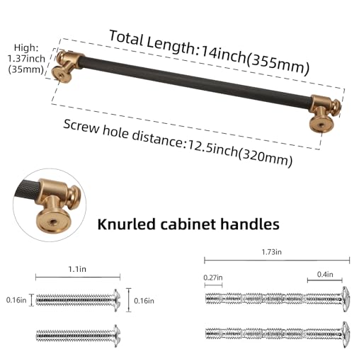POVEFONK 6 Pack Matte Black Champagne Bronze 125 inch Pull Handles for Cabinets Drawers - Image 3