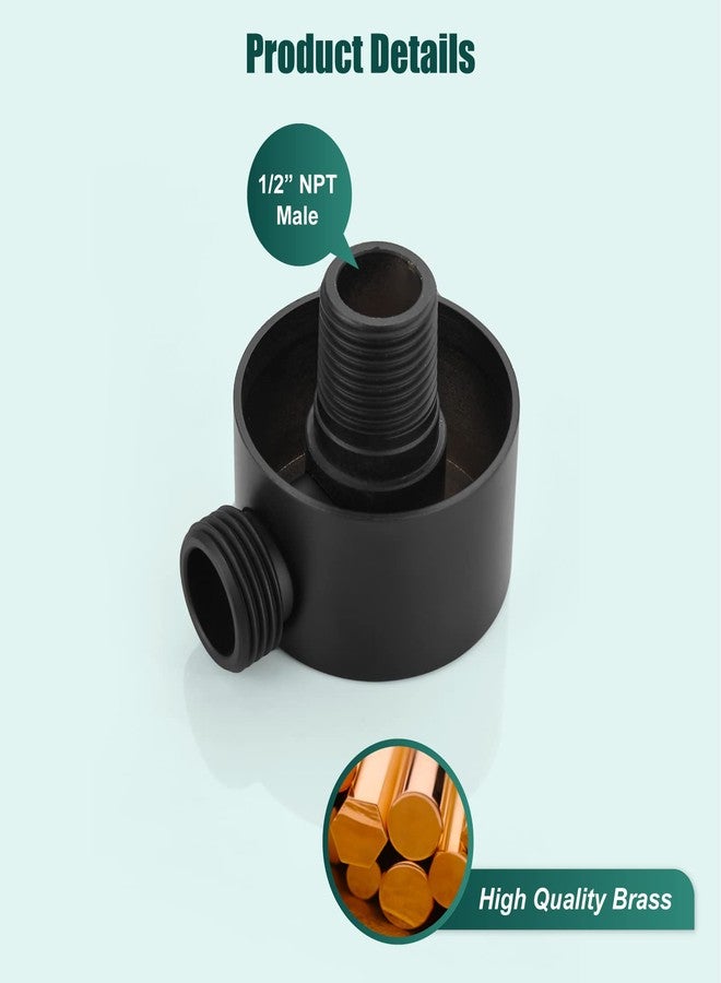 Heyalan Wall Mount Shower Hose Connector - Brass Round Handheld Shower Elbow Matte Black - Image 5