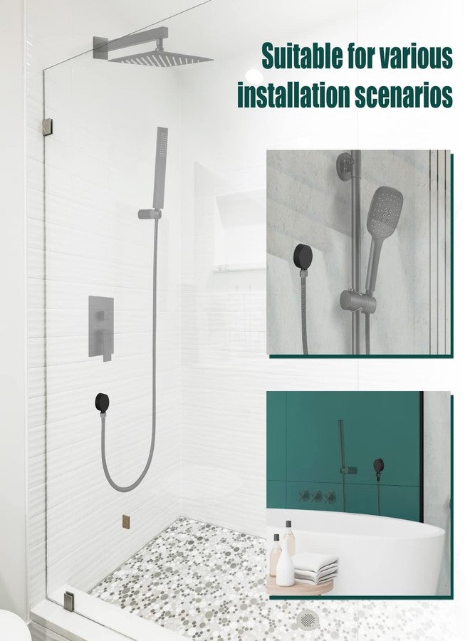 Heyalan Wall Mount Shower Hose Connector - Brass Round Handheld Shower Elbow Matte Black - Image 2