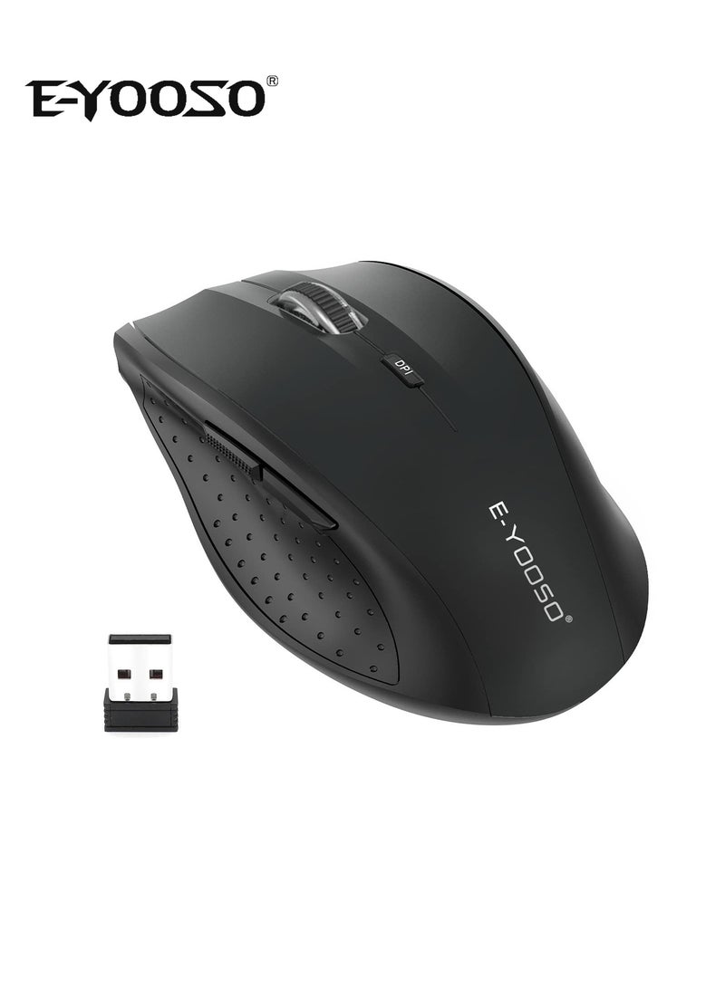 E-YOOSO E-1010 2.4G Wireless Mouse - 18-Month Battery Life, 4800 DPI, 6 Button Ergonomic Design - Ideal for Work, Gaming, and Productivity (Black) - Image 1