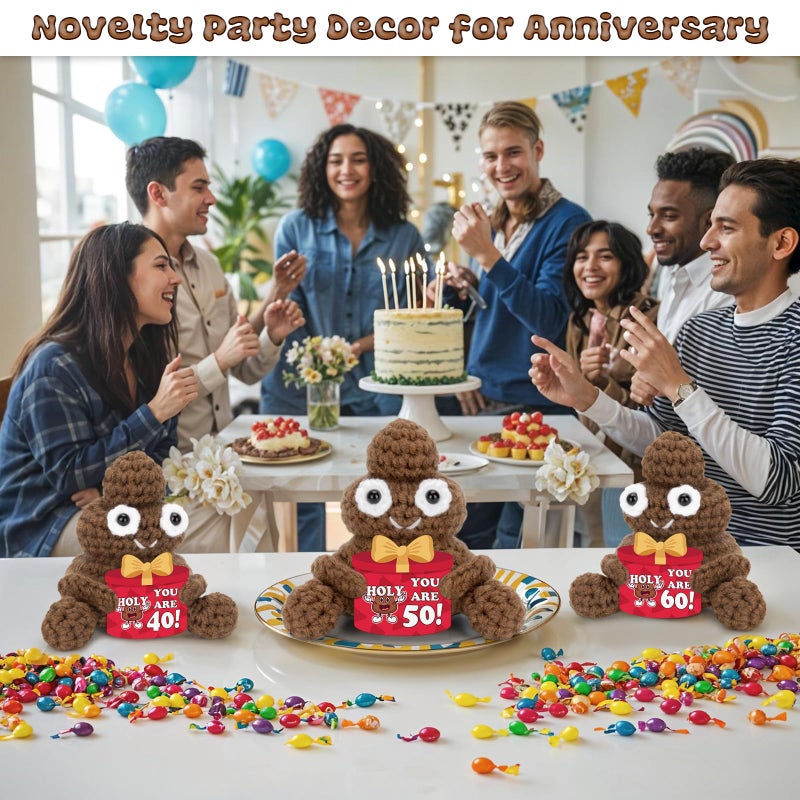 A AIFAMY Inspirational Birthday Gifts for Women Men 40th 50th 60th, Positive Poo Funny Crochet Poo Doll for Men Women Best Friend Gag Gifts Party Decorations (50th Birthday) - Image 5
