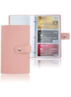 Excefore Business Card Holder, PU Leather Credit Cards Protector Business Card Book Case Organization Binder Name ID Card Holder for Men & Women, Up to 96 Cards Capacity (Pink)  - Image 1