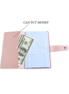 Excefore Business Card Holder, PU Leather Credit Cards Protector Business Card Book Case Organization Binder Name ID Card Holder for Men & Women, Up to 96 Cards Capacity (Pink)  - Image 2