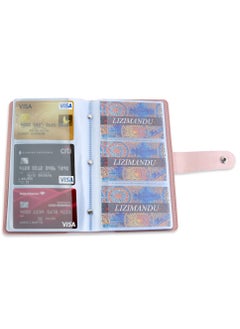 Excefore Business Card Holder, PU Leather Credit Cards Protector Business Card Book Case Organization Binder Name ID Card Holder for Men & Women, Up to 96 Cards Capacity (Pink)  - Image 3
