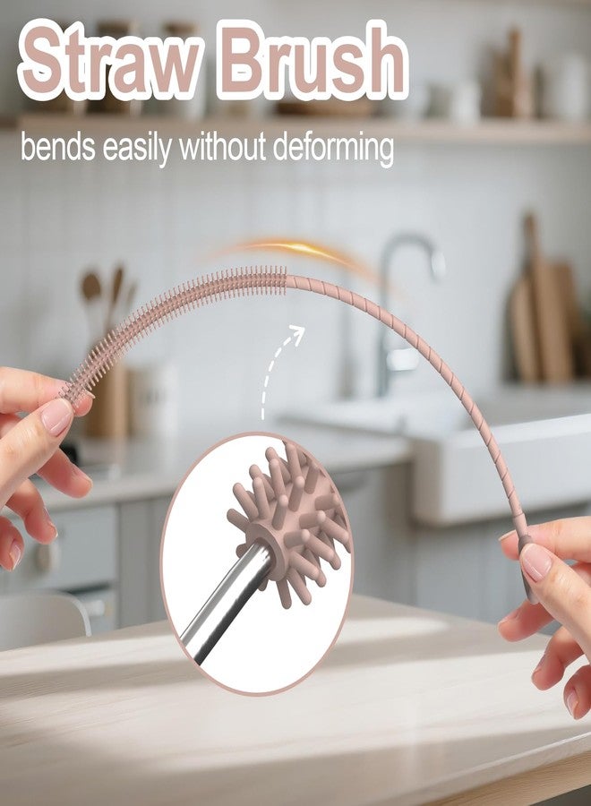 YOTIME Silicone Straw Cleaner Brush, 2 Pcs Reusable Straw Brush(6mm+9mm) for Cleaning Narrow & Wide Straws, Tumblers, Pink - Image 4