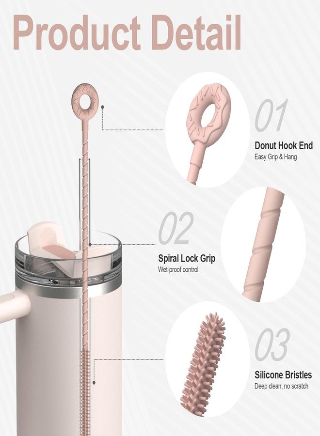 YOTIME Silicone Straw Cleaner Brush, 2 Pcs Reusable Straw Brush(6mm+9mm) for Cleaning Narrow & Wide Straws, Tumblers, Pink - Image 3