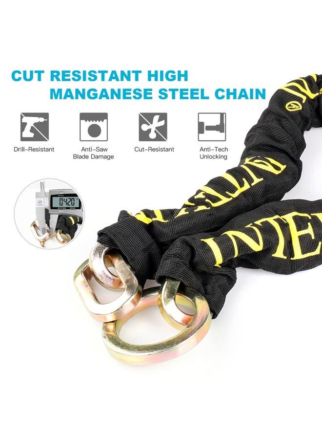 INTEKIN 3.1FT Heavy Duty Chain Lock - 10mm/0.42inch Thick Bike Chain with 16mm/0.64inch Disc Lock for Motorcycles, Scooters, Gates and More, Blue - Image 3