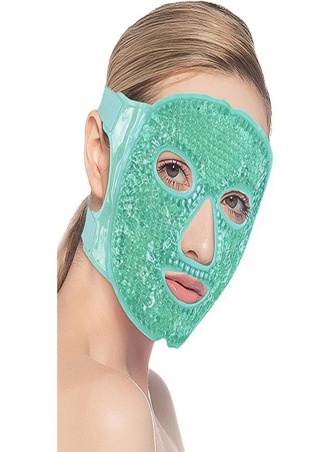 RENARSH Face Ice Gel Pack with Wrap-Reusable Hot Cold Compress for Skin Care, Puffiness Eyes, Swollen Face, Cold Face Mask Gel Pack Pain Relief for Migraines, Inflammation,Headaches, Stress*Green - Image 1