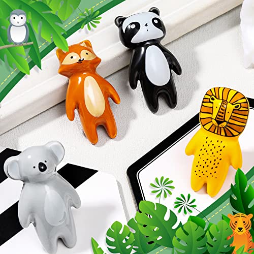 Kathfly 8 Pieces Cute Animal Knobs Kids Handles Ceramic Knobs Child Drawer Pulls Lovely Animal Cupboard Cabinet Nursery Drawer Handles with Screws for Room Bedroom Bathroom Kitchen Door Dressers - Image 2