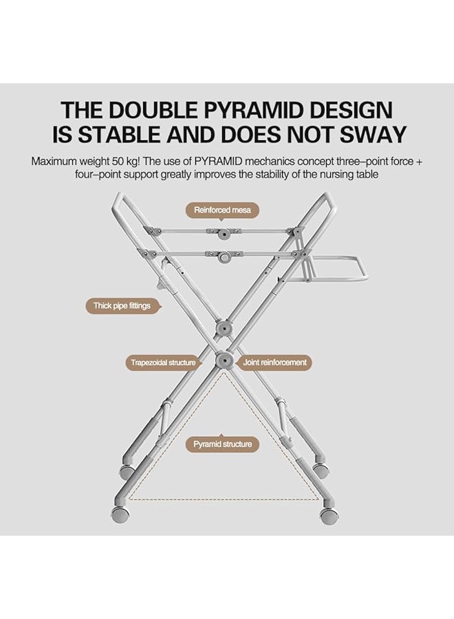 إيروريكس طاولة تغيير حفاضات الأطفال القابلة للطي ومحطة رعاية الأطفال مع تخزين مزدوج الطبقات - Image 3