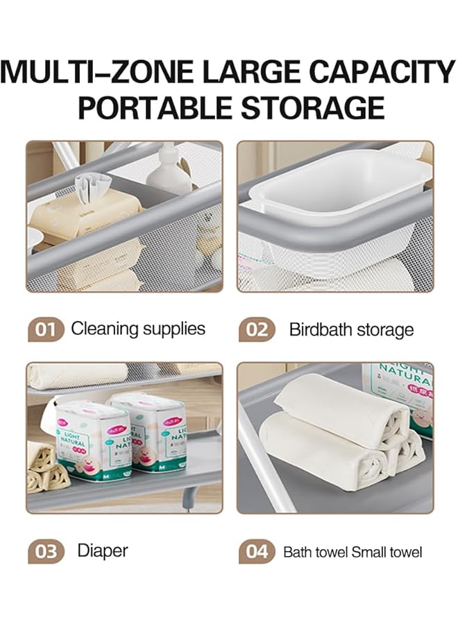 إيروريكس طاولة تغيير حفاضات الأطفال القابلة للطي ومحطة رعاية الأطفال مع تخزين مزدوج الطبقات - Image 5