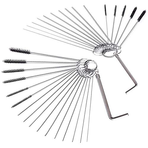 desin 32Piece Carburetor Cleaning Brush Needle Kit Micro Dirt Jet Cleaner Tool Set for Small Engine Motorcycle ATV Weed Eater Airbrush and Chainsaw Stainless Steel Wire with Hex Wrench - Image 1