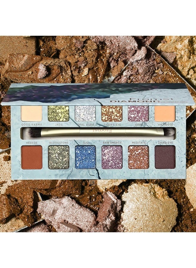 FROMST  Diamond Eyeshadows-12 Color Shine Eyeshadow Palette+Eyeshadow Brush, for Dazzling Metallic Stage Looks,Dreamy Vision - Image 5