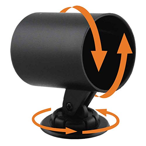 GLOWSHIFT بود عداد لوحة القيادة الدوارة السوداء العالمية من جلو شيفت - يناسب أي طراز/نوع - يدور 360 درجة - بلاستيك ABS - يركب (1) عداد 2-1/16" (52 مم) على لوحة السيارة - Image 4