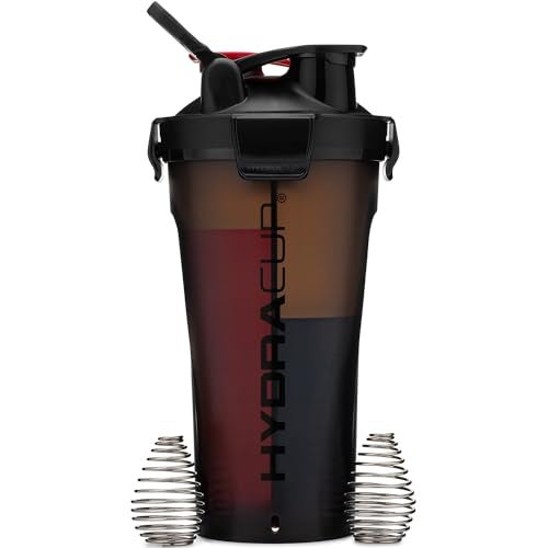 Hydra Cup DualShaker Pro 32 oz Shaker Bottle for Protein Shakes Shaker Cup wHandle Ball Blender Whisks Dual Mixing Shaker Bottle with Storage 2 in 1 for Travel To Go BPA Free Black