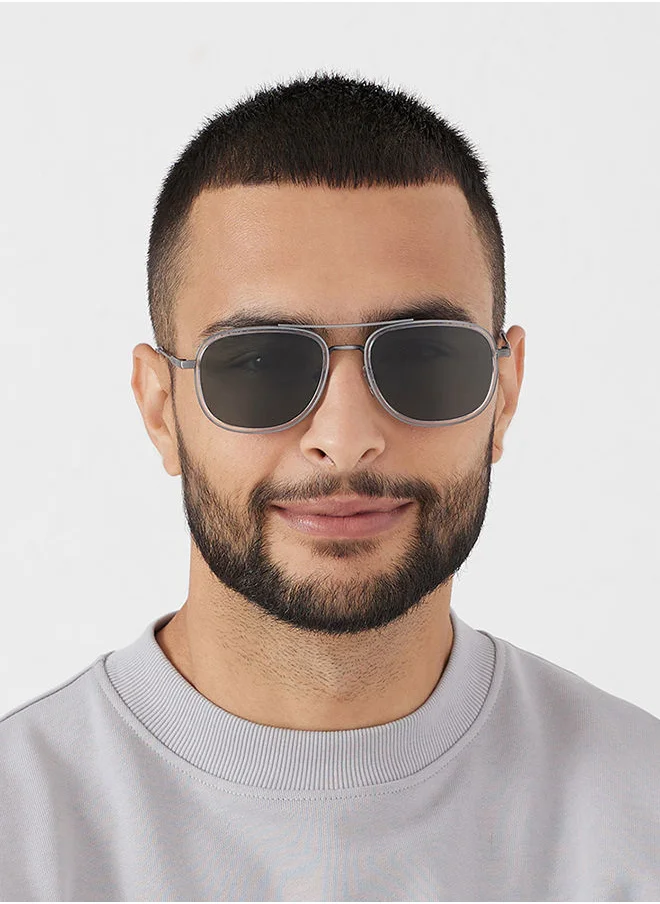 30Sundays 30Sundays NOSTALGIA,Men Sunglasses, Rectangle Sunglasses, UV Protection: UV400 (Gray,Gray)