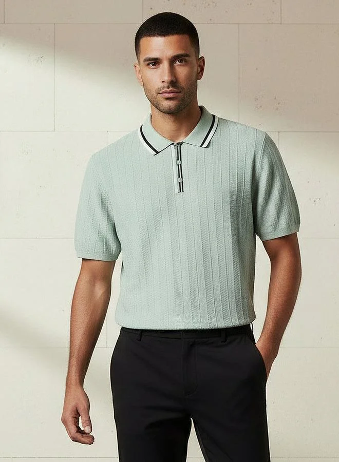 Splash FAV Men Short Sleeve Textured Polo T-shirt