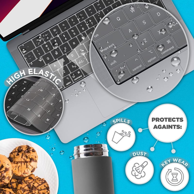 Oaky واقي لوحة المفاتيح لجهاز MacBook Air 13 بوصة / MacBook Air 15 بوصة مع شريحة M4 / M3 / M2 2025-2021 [النموذج A3240 A3113 A2681 A3113 A2681 A3114 A2941] واقي لوحة مفاتيح مقاوم للغبار - شفاف TPU - Image 5