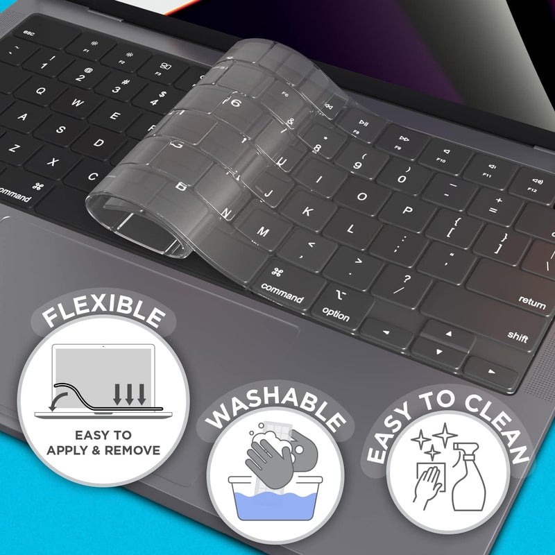 Oaky واقي لوحة المفاتيح لجهاز MacBook Air 13 بوصة / MacBook Air 15 بوصة مع شريحة M4 / M3 / M2 2025-2021 [النموذج A3240 A3113 A2681 A3113 A2681 A3114 A2941] واقي لوحة مفاتيح مقاوم للغبار - شفاف TPU - Image 4