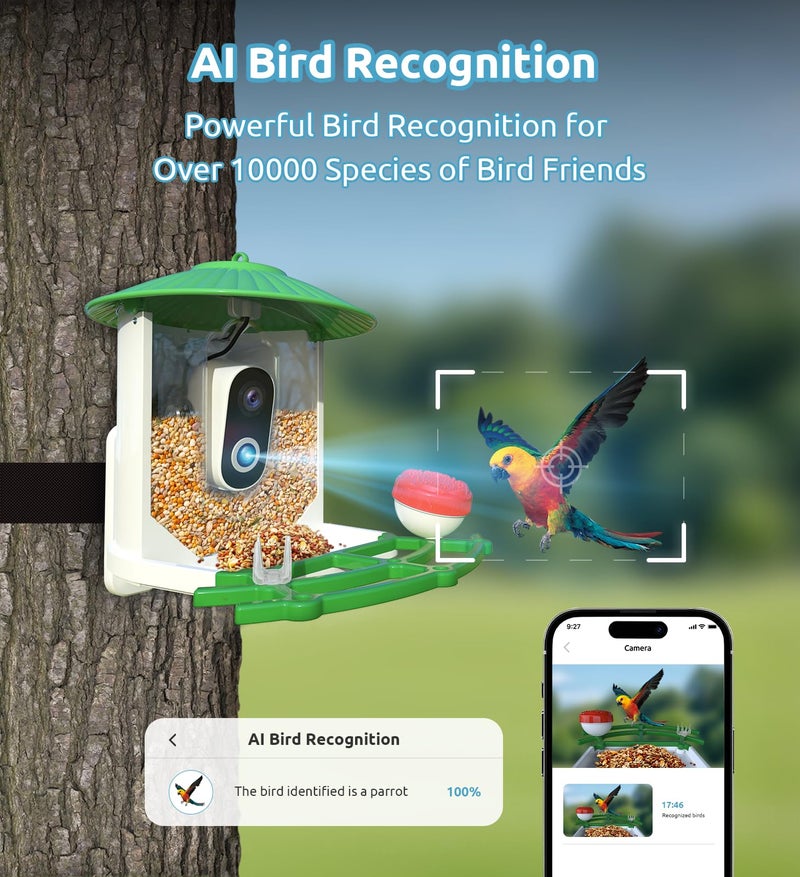 SkyPix Smart Bird Feeder with Camera, 2K Live View AI Identify Birds Species with Solar Panel, Outdoors Birdhouse with Camera, Instant Arrival Alerts, Gifts for Bird Lovers - Image 4