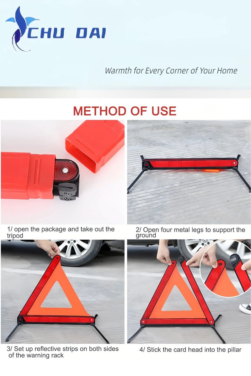 CHU DAI Reflective Warning Triangle Emergency Warning Triangle Roadside Safety Triangle Kits (Set of 1) - Image 2