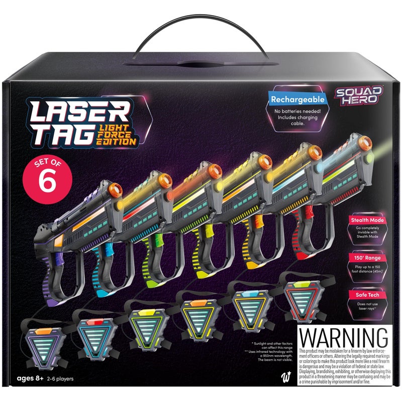 Squad Hero Set of 6 Rechargeable Laser Tag for Kids Teens Adults Boys Gifts Blasters Vest Sensors Fun Ideas Age 8 Year Old Toys Lazer Teen Boy Game Boys Girls Outdoor Teenage Activities - Image 3